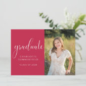 赤いエレガント卒業写真のスクリプト 招待状 (スタンド正面)