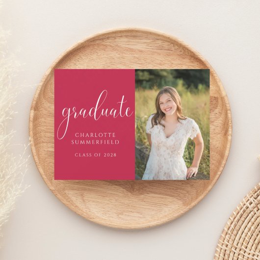 赤いエレガント卒業写真のスクリプト 招待状