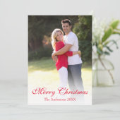 赤いエレガント台本の写真メリークリスマス シーズンカード (スタンド正面)