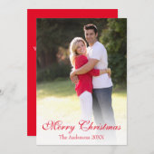 赤いエレガント台本の写真メリークリスマス シーズンカード (正面/裏面)