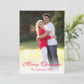 赤いエレガント台本の写真メリークリスマス シーズンカード (スタンド正面)