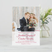 赤いエレガント台本2枚の冬の結婚式 招待状 (スタンド正面)