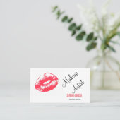 赤いエレガント唇のメイクアップアーティスト 名刺 (スタンド正面)