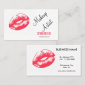 赤いエレガント唇のメイクアップアーティスト 名刺 (正面/裏面)