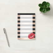 赤いエレガント唇バラ金ゴールド黒いパタストライプーン ポストイット (オフィス)
