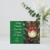 赤いエレガント弓のクリスマスオーナメントコレクション シーズンポストカード (スタンド正面)