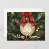 赤いエレガント弓のクリスマスオーナメントコレクション シーズンポストカード (正面/裏面)