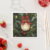 赤いエレガント弓のクリスマスオーナメントコレクション スタンダードカクテルナプキン (インサイチュ)