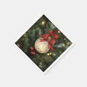 赤いエレガント弓のクリスマスオーナメントコレクション スタンダードカクテルナプキン (角)