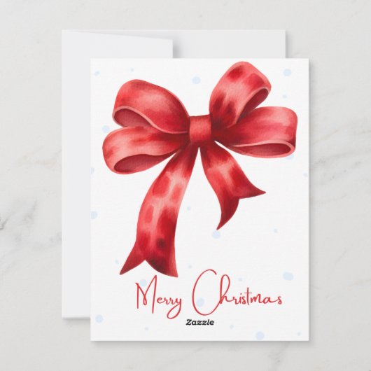 赤いエレガント弓雪のフレークのクリスマス シーズンカード (裏面)