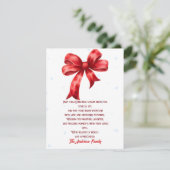 赤いエレガント弓雪のフレークのクリスマス シーズンカード (スタンド正面)