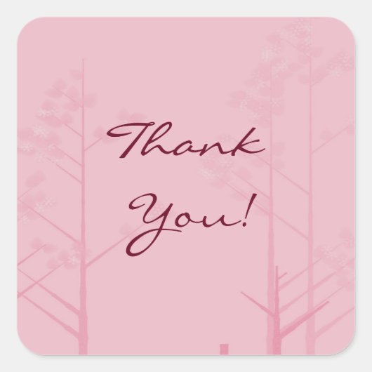 赤いエレガント影法樹ありがとう スクエアシール (正面)