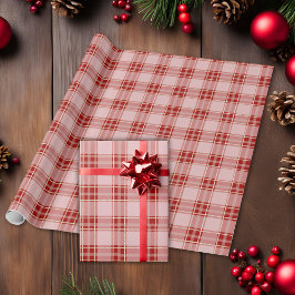 赤いエレガント格子模様 ラッピングペーパー