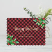 赤いエレガント格子水カラーホリービジネス シーズンカード (スタンド正面)