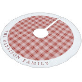 赤いエレガント格子縞パーソナライズされた ブラッシュドポリエステルツリースカート (アングル)