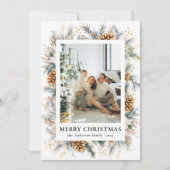 赤いエレガント植物性コンテンポラリークリスマス シーズンカード (正面)