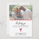 赤いエレガント水色クリスマスリースワンフォト シーズンカード (裏面)