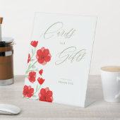 赤いエレガント水色ポピーフローラギフト&カード 台座サイン (インサイチュ)