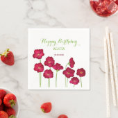 赤いエレガント生育野花誕生会 スタンダードカクテルナプキン (インサイチュ)