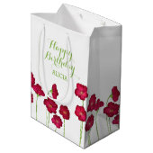 赤いエレガント生育野花誕生会 ミディアムペーパーバッグ (裏面アングル)