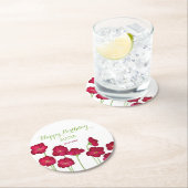 赤いエレガント生育野花誕生会 ラウンドペーパーコースター (インサイチュ)