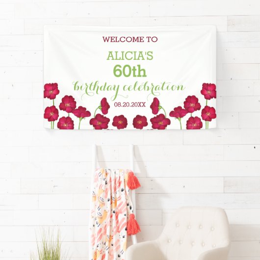 赤いエレガント生育野花誕生会 横断幕 (インサイチュ)