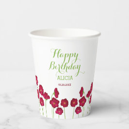 赤いエレガント生育野花誕生会 紙コップ