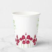 赤いエレガント生育野花誕生会 紙コップ (右)