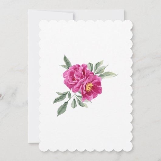 赤いエレガント紫の牡丹の緑30歳の誕生日 招待状 (裏面)