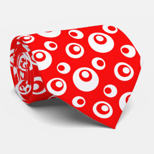 赤いエレガント背景の白いクリスのドット ネクタイ