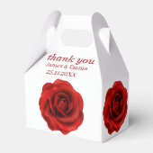 赤いエレガント花のカスタムウェディング フェイバーボックス (裏面サイド)