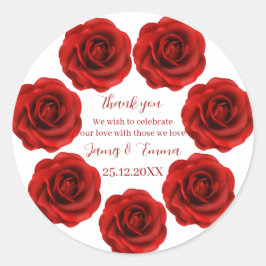 赤いエレガント花のカスタムウェディング ラウンドシール