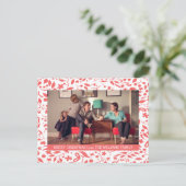 赤いエレガント葉の休日の写真 シーズンポストカード (スタンド正面)