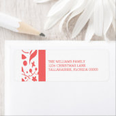 赤いエレガント葉の休日 ラベル (インサイチュ)