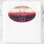 赤いエレガント製品ラベルのダイヤモンドとイニシャル 楕円形シール (バッグ)