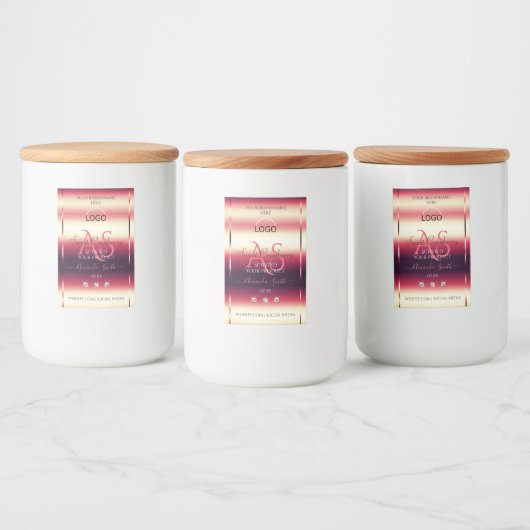 赤いエレガント製品ラベルのダイヤモンドイニシャルロゴ フードラベル (ボトル)