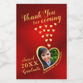 赤いエレガント金ゴールドありがとう2025卒業の好意 ワインラベル (シングルラベル)