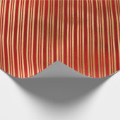 赤いエレガント金ゴールドかわいいキャンディストライプーの模様 ラッピングペーパー (角)