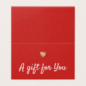 赤いエレガント金ゴールドフェイクハートギフト証明書 (外部フラット)
