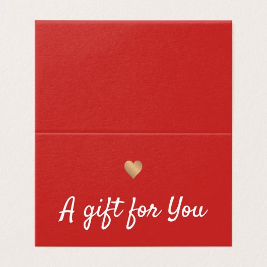 赤いエレガント金ゴールドフェイクハートギフト証明書 (外部フラット)