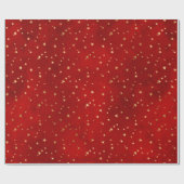 赤いエレガント金ゴールドフォイルかわいいクリスマスライトの星 ラッピングペーパー (フラット)