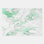 赤いエレガント金ゴールドモダングリーン白い大理石の顔 ラッピングペーパーシート (正面3)