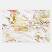 赤いエレガント金ゴールドモダングリーン白い大理石の顔 ラッピングペーパーシート (正面3)