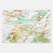 赤いエレガント金ゴールドモダングリーン白い大理石の顔 ラッピングペーパーシート (正面2)