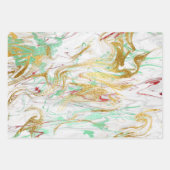 赤いエレガント金ゴールドモダングリーン白い大理石の顔 ラッピングペーパーシート (正面)