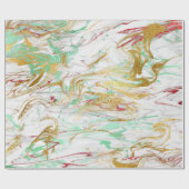 赤いエレガント金ゴールドモダングリーン白い大理石の顔 ラッピングペーパー (フラット)