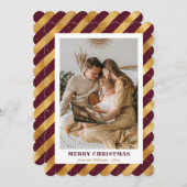 赤いエレガント金ゴールドモダン写真メリークリスマス シーズンカード (正面/裏面)