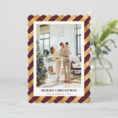 赤いエレガント金ゴールド写真メリークリスマスカード シーズンカード (スタンド正面)