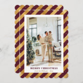 赤いエレガント金ゴールド写真メリークリスマスカード シーズンカード (正面/裏面)