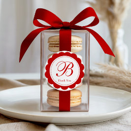 赤いエレガント鱗片付きモノグラム ラウンドシール